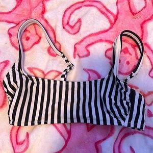 black and white striped bikini top